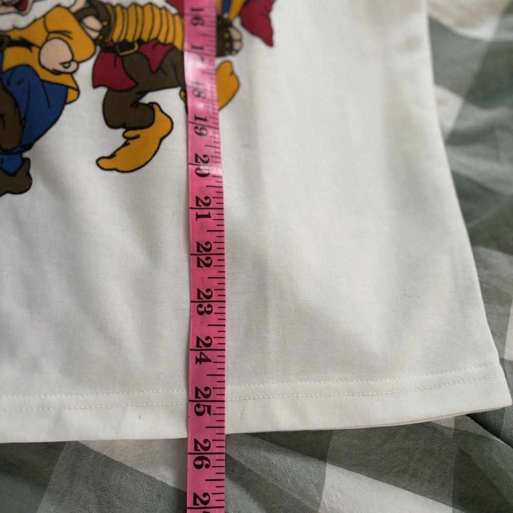 Vintage The Seven Dwarfs T-shirt AOP C.K. Club Graphic White Long Sleeve 90s - Picture 7 of 7